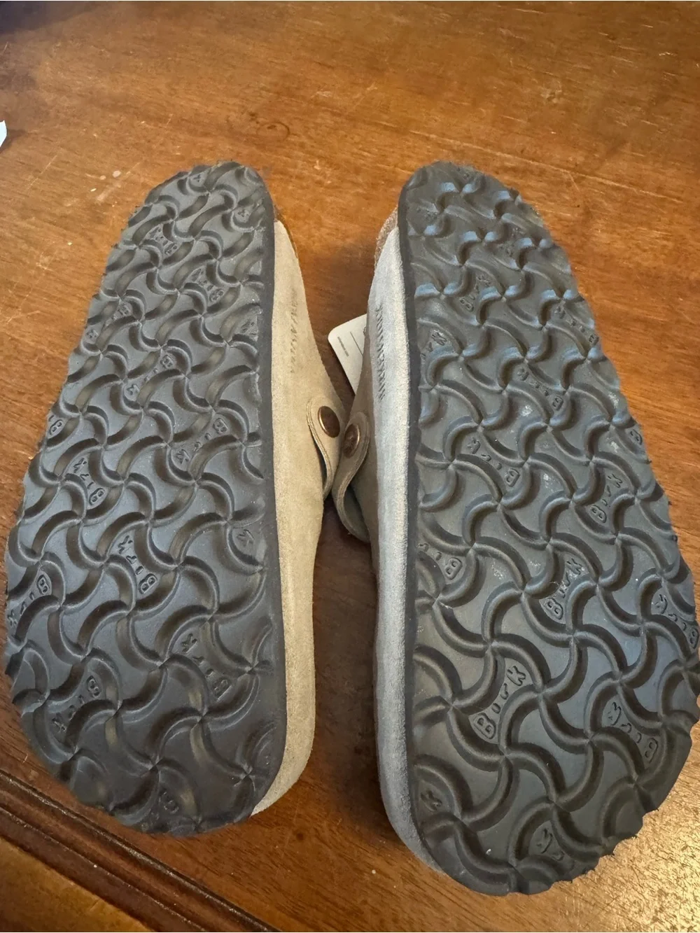 Girls Suede Slip-On Clog Sandals in Taupe by